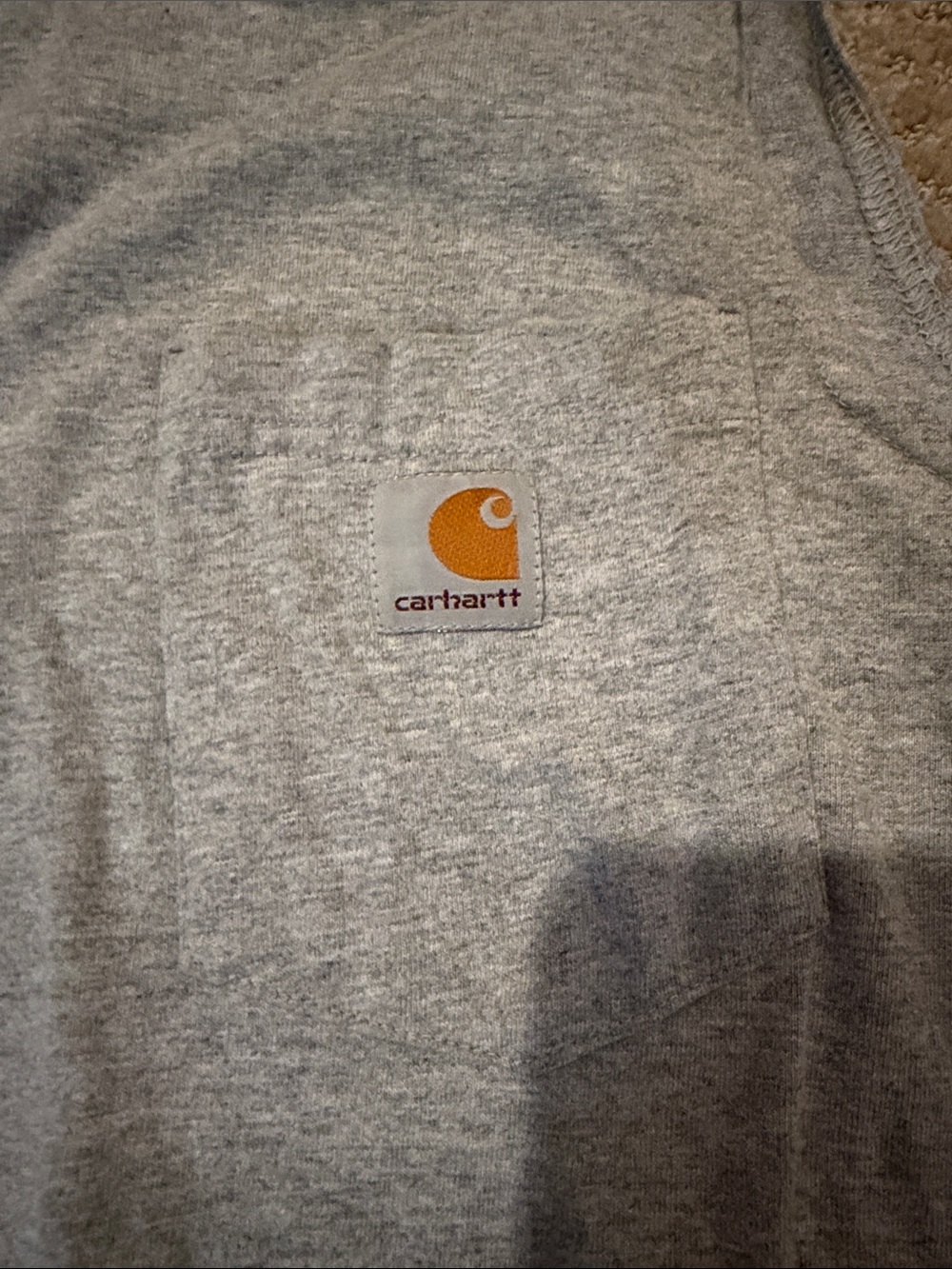 Carhartt Men’s Gray Sleeveless Pocket Tank with Tan Logo